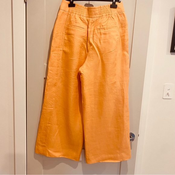 Country Road Women’s Pants Size 12 Orange Linen With Pockets Wide Leg - Picture 5 of 7
